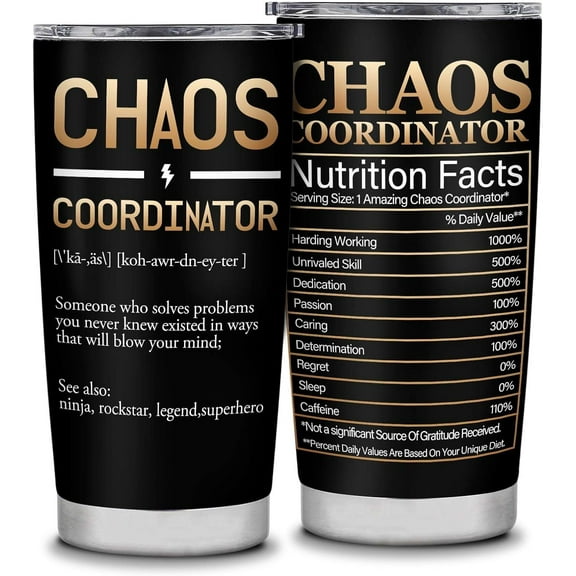 Chaos Coordinator Gifts for Women,Boss Day Gifts,Thank You Gifts for Women,Birthday Gifts for Women Mom Dad,Teacher Appreciation Gifts,Inspirational Gifts for Women Men Christmas Gifts 20oz Tumbler