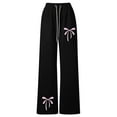 thumbnail image 4 of JIAYUE Kids Girls Valentines Day Slacks Bowknot Print High Waisted Straight-Leg Long with Drawstring Girlfriend Trousers For Children Streetwear Wear, 4 of 9