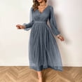 thumbnail image 1 of EGNMCR Robes de Soirée pour Femmes, Robes Formelles pour Femmes, Robes de Cocktail pour Femmes à Manches Longues Robe à Col en V Mode pour Femmes à Manches Longues Col en V Robe de Cocktail de Fête en Maille Unie avec Effet Bronzé Robe pour Femmes, 1 of 7
