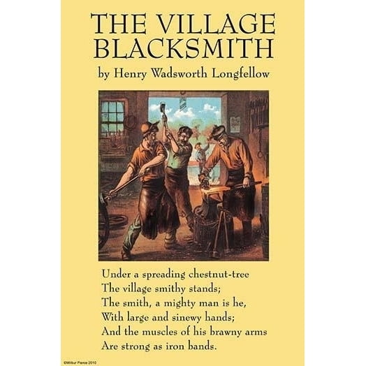 The Village Blacksmith The poem describes a local blacksmith and his