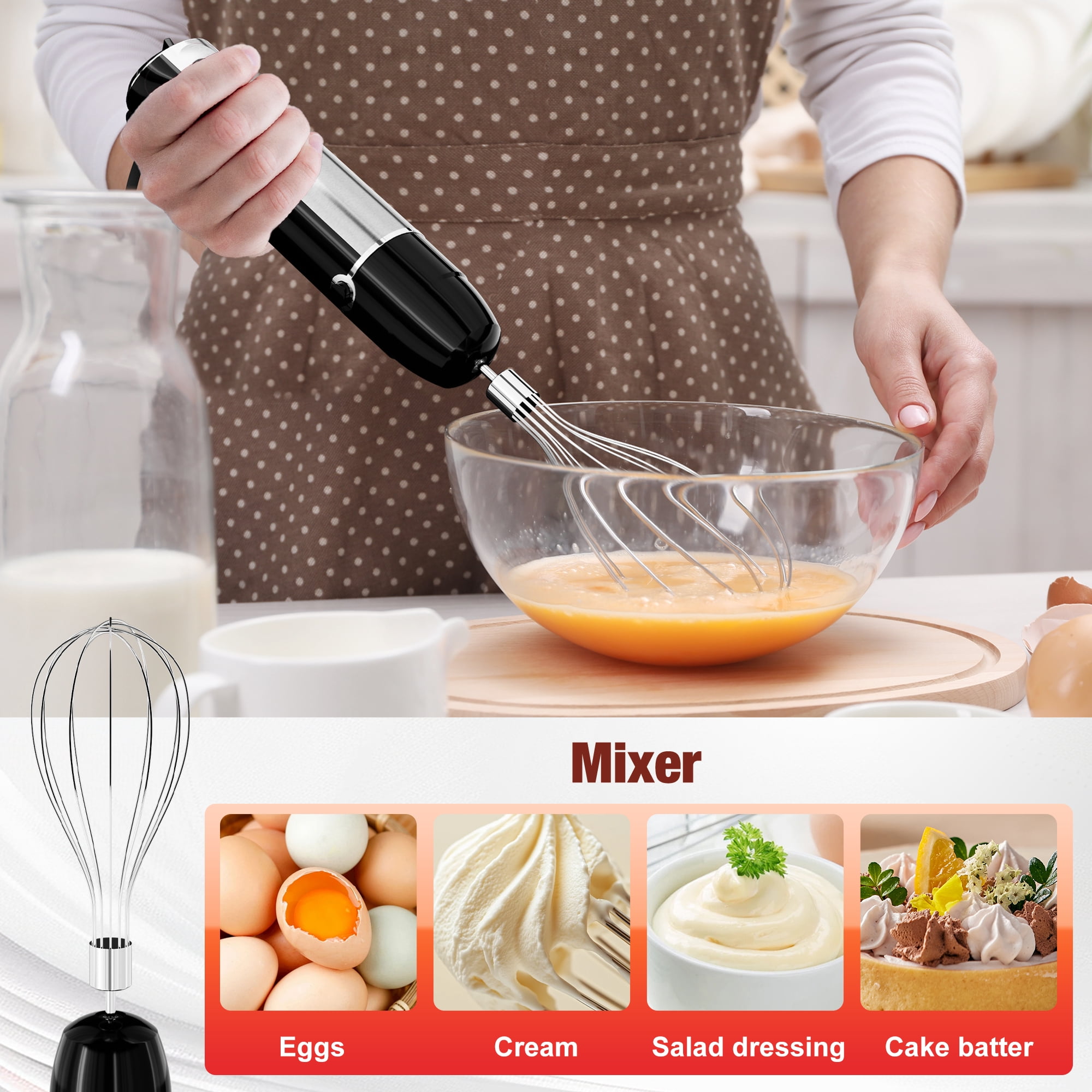 Immersion Blender, 1100W Immersion Blender Handheld with 21 Speeds & Turbo Boost – 3-in-1 Hand Blender for Purees, Baby Food, Milkshakes, Soups & Smoothies