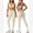 Beige, variant on 2 piece workout sets for women Cross Back Sports Bra and anti-squat leggings with Pockets Active Jogger Outfits