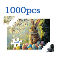 thumbnail image 2 of A 1000-piece master-level "Brown Rabbit with Surrounding Forest Easter Eggs" horizontal jigsaw puzzle, suitable for adults and playable by multiple players., 2 of 9