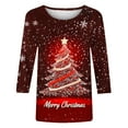 thumbnail image 4 of Holiday Gifts! Titcea Christmas Shirts for Women 3/4 Sleeve Crewneck Glitter Xmas Tree Print Pullover Christmas Sweaters 2024 Fashion Casual Tops, 4 of 4