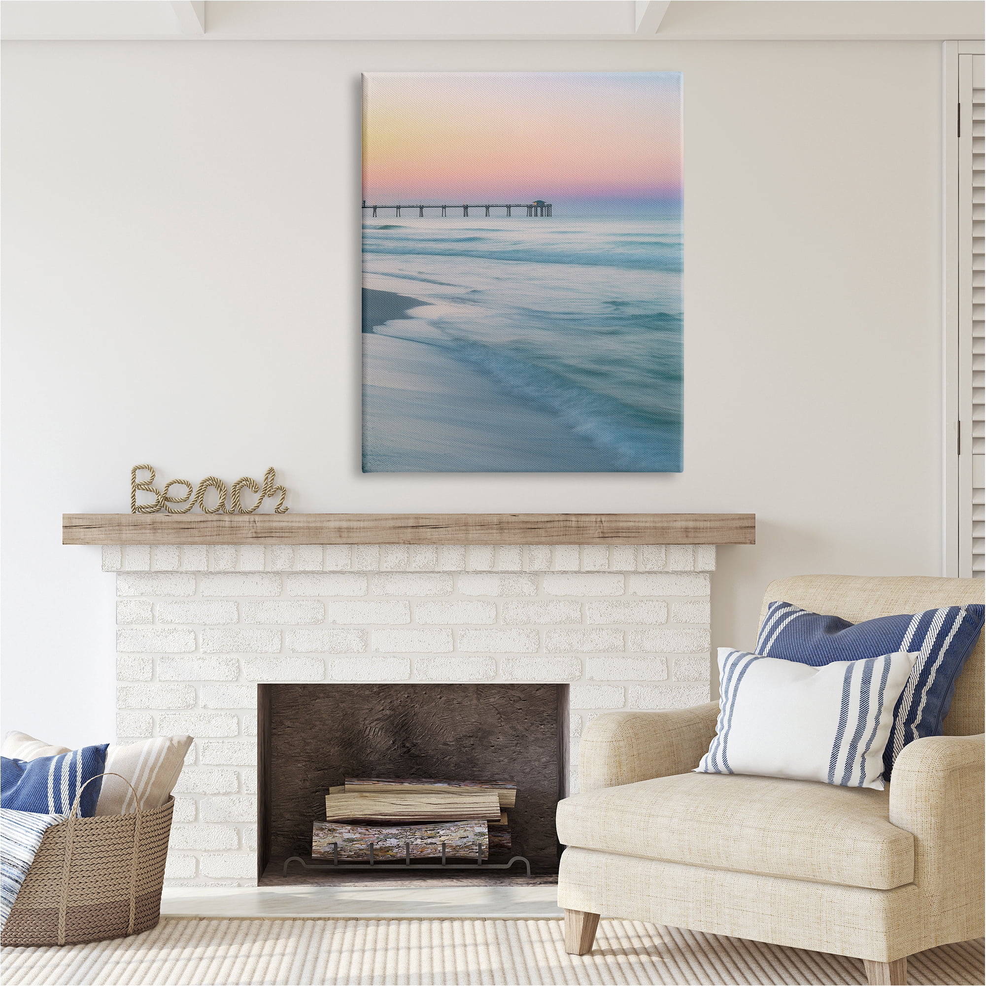 Stupell Industries Beach Waves Photography Landscape Photography Gallery Wrapped Canvas Art Print Wall Art, 36 x 48