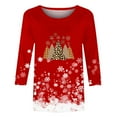 Rvkxad Christmas Shirts for Women 2024 3/4 Sleeve Tops Christmas Tree