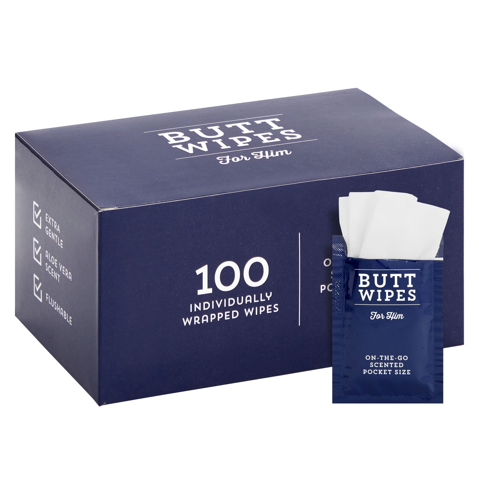 100 Pack Wet Travel Butt Wipes for Men, OnTheGo Flushable Wipes