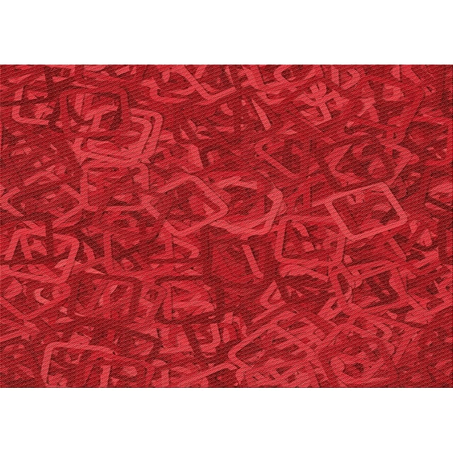 Ahgly Company Tapis d'Intérieur Rectangulaires Transitionnels Rouges Lavables à la Machine, 5 Pieds x 7 Pieds