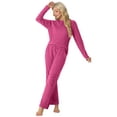 thumbnail image 4 of MINTREUS Women's Pajama Set Long Sleeve Lounge Set Ribbed knit Sleepwear Two Piece Pjs Set with Pocket, 4 of 8