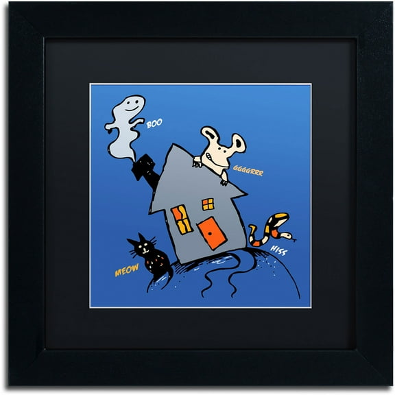 Trademark Fine Art "Halloween House" Canvas Art by Carla Martell, Black Matte, Black Frame