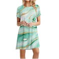 thumbnail image 2 of Women's Printed Summer Dress Short Sleeve Round Neck Casual Knee Length Dresses Mint Green XL, 2 of 6