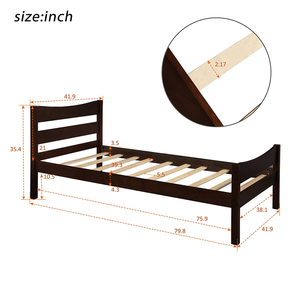 Classic Platform Beds with Headboard, Wood Bed Frame for Bedroom, Espresso