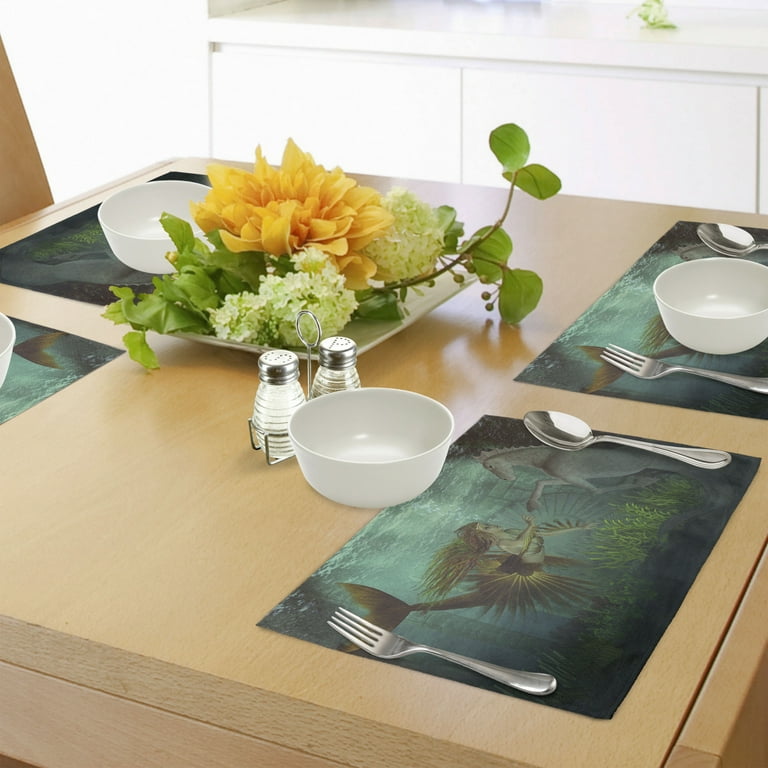 Mermaid Placemats Set Of 4 Mermaid Meets Seahorse Underwater World Fantasy Magical Fairytale Design Washable Fabric Place Mats For Dining Room Kitchen Table Decor Aqua Green Amber By Ambesonne Walmart Com Mermaid Placemats Set Of 4 Mermaid Meets Seahorse Underwater World Fantasy Magical Fairytale Design Washable Fabric Place Mats For Dining Room Kitchen Table Decor Aqua Green Amber By Ambesonne Walmart Com