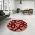 thumbnail image 3 of Ahgly Company Indoor Round Patterned Maroon Red Area Rugs, 6' Round, 3 of 6