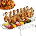 thumbnail image 1 of Naierhg Roaster Rack Not Easy Fall Off Practical BBQ Chicken Drumsticks Shelf Set for Cooking, 1 of 7