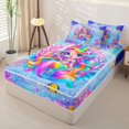 thumbnail image 2 of Homewish Watercolor Cartoon Mermaid Zipper Twin Comforter Sets with Fitted Sheet and 2 Pillowcases,Ocean Animals Zipper Bedding Set For Girls Kids,Reversible,4-Piece, 2 of 7