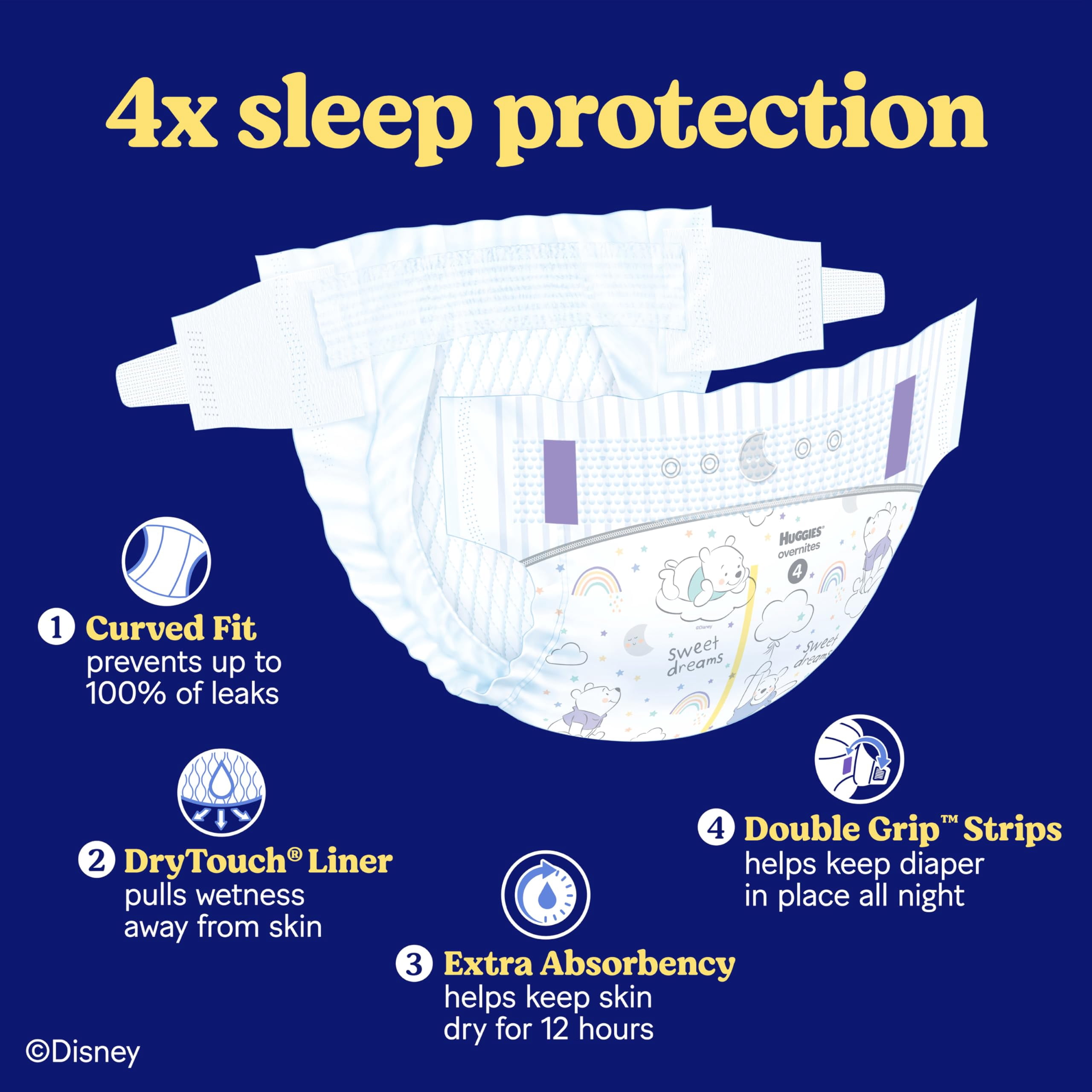 Huggies Overnites Nighttime Baby Diapers, Size 6 (35+ lbs), 72 Ct