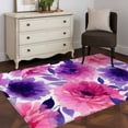 thumbnail image 3 of Watercolor Floral Area Rugs 3'x5', Washable Small Throw Rugs for Living Room Bedroom, Spring Flowers Botanical Vintage Indoor Outdoor Rug Non-Slip Low Pile Carpet Runner Reversible Floor Mats, 3 of 8