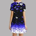 thumbnail image 4 of Juslio Women Dresses Round Neck Butterfly Print, Midi Dress Casual Loose Short Sleeve T-Shirt Dresses, 4 of 7
