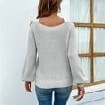 thumbnail image 4 of Mrat Women Long Sleeve Sweater Tops Women Fashion Round Neck off the Shoulder Long Sleeve Solid Sweater Tee Tops Long Sleeve Sweater Tops for Women S-5 Gray S, 4 of 5