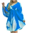 thumbnail image 2 of Robes pour Femmes 2024 Été Oversize Tempérament Doux Col en V Manches Bouffantes Couleur Unie Robe Confortable Robe Courte 50 % de Réduction Liquidation!, 2 of 7