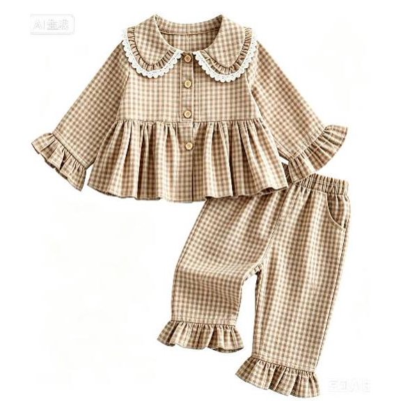RUINIXCW Kids Toddler Baby Girl Spring Fall Winter Fall Outfit Infant Girl Clothes Plaid Peter Pan Collar Ruffled Long Sleeve Tops Flared Pants Set