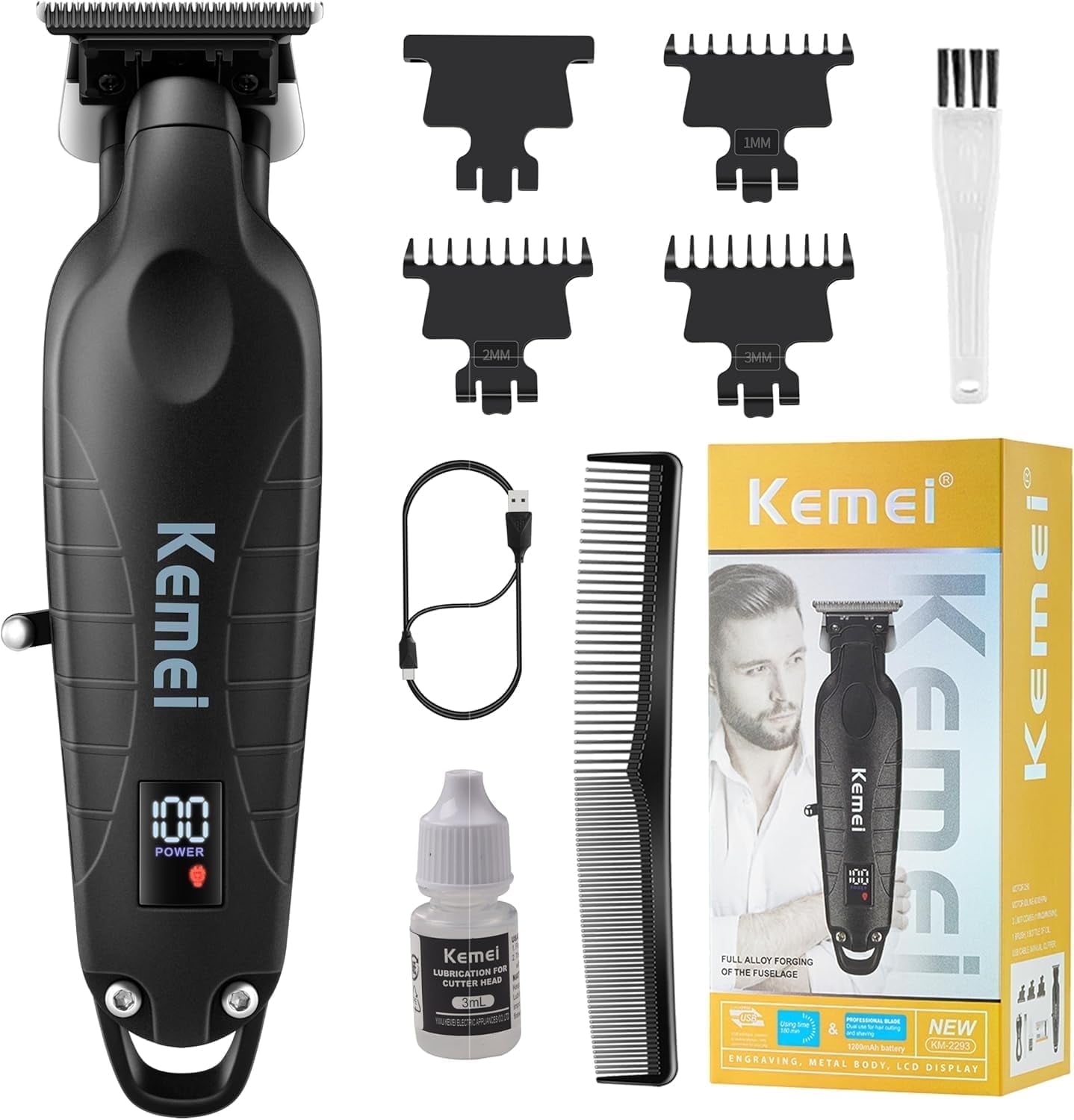 KEMEI Cordless Hair Clippers for Men, Beard Trimmer, Electric