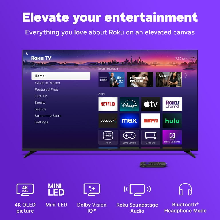 Roku Smart TV 2025 – 65-Inch Pro Series, 4K QLED Mini-LED – Roku