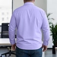 thumbnail image 5 of Hsovts Mens Dress Shirts Long Sleeve Collared Stretch Solid Formal Wedding Dating Business Casual Button Down Shirt Pocket Big & Tall Light Purple 3XL, 5 of 7