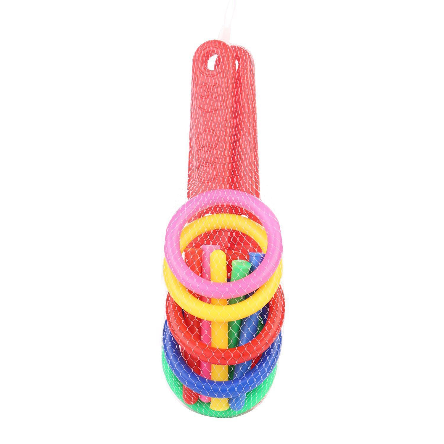 CUHAWUDBA Ring Toss Game Quoits Hoopla Set Quiots Pegs Rope Target Kids Garden Party 
