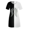 thumbnail image 5 of USSUMA Wings Print Women's Dresses Midi Sundresses for Women Casual Summer Short Sleeve Knee Length Flowy Tshirt Sun Dress Beach Vacation Round Neck Graduation Dress, 5 of 6