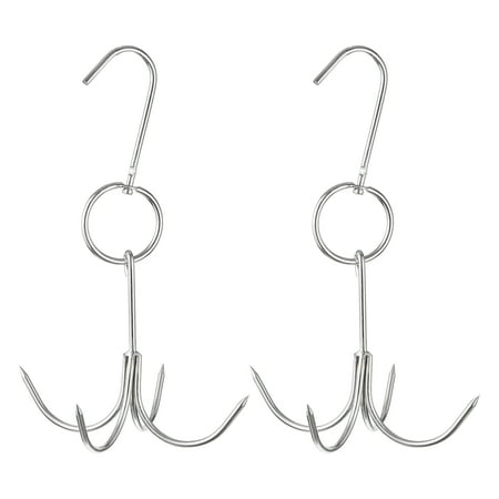 

Uxcell 10.8 Stainless Steel Meat Hooks 0.19 Thickness Four Claws Smoker Hook 2 Pack