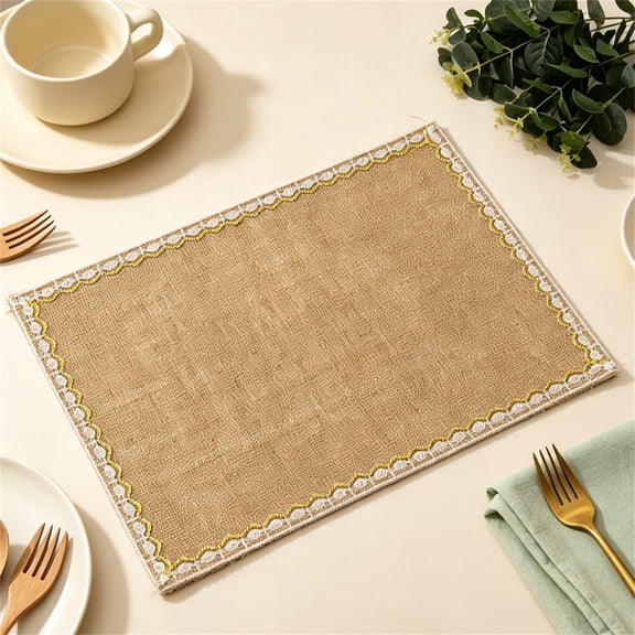 Fmbmuo Linen Woven rectangular Insulation Placemats , Heat Resistant Washable Table Mats , For Kitchen Holiday Party Dining Table Decor