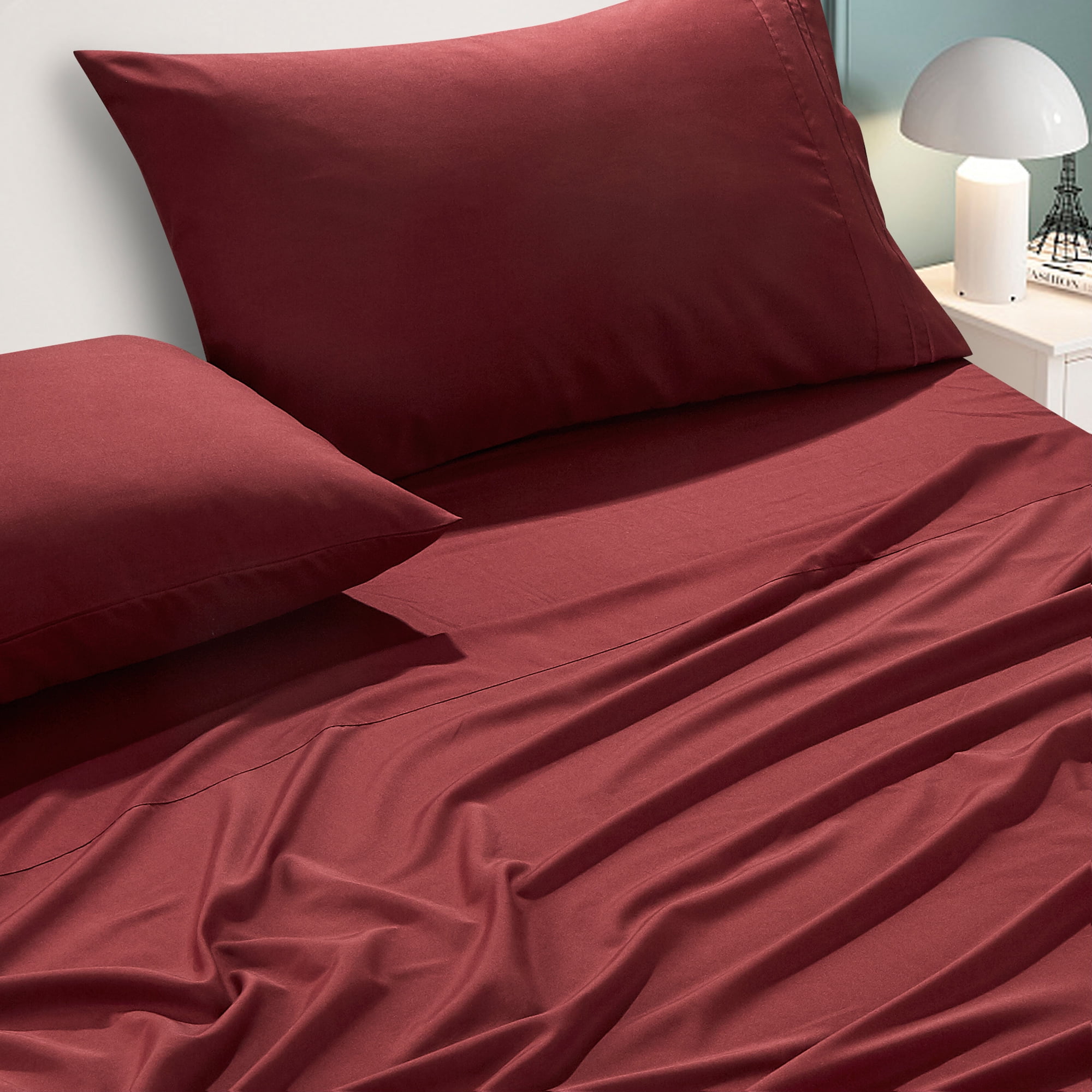 4-Piece Set Bed Sheets, Bedding with Fitted Sheet, Flat Sheet & Pillowcases