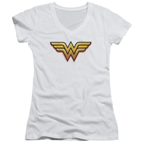 Wonder Woman Airbrush Ww Junior Women's T-Shirt V-Neck White