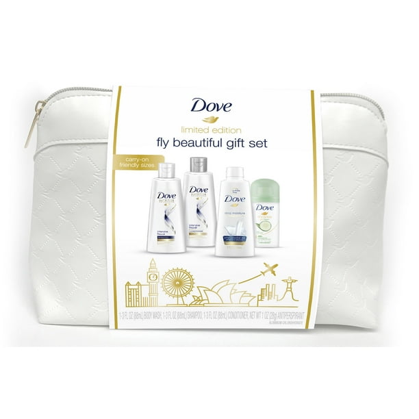 Dove 4pc Fly Beautiful Holiday Gift Set (Travel Size Bodywash, Shampoo