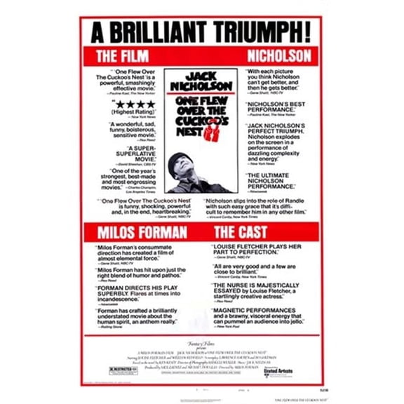 One Flew Over The Cuckoos Nest Movie Poster - 11 x 17