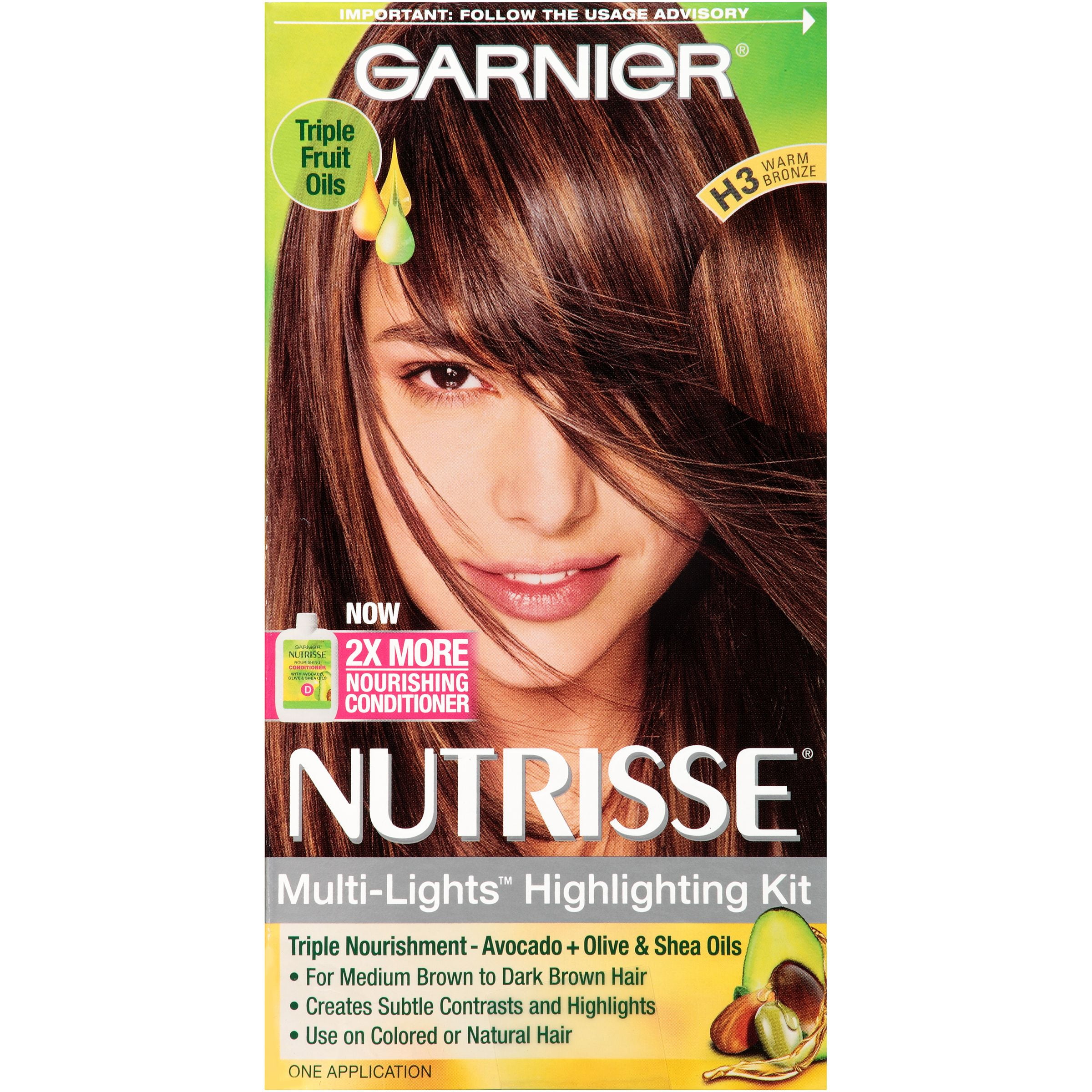 Garnier Nutrisse Nourishing Hair Color Creme (Highlighting Kit), H3 Warm  Bronze, 1 kit 