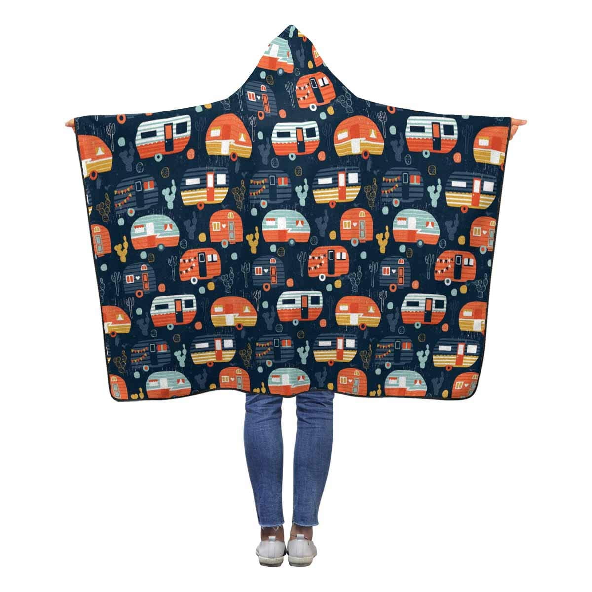 ASHLEIGH Happy Camper Hooded Throw Blanket 50x60 inches Kids Girls Boys