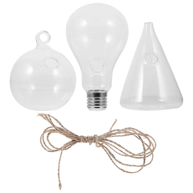 Transparent Glass Flower Vase Hanging Holder for Decoration 3Pcs Set