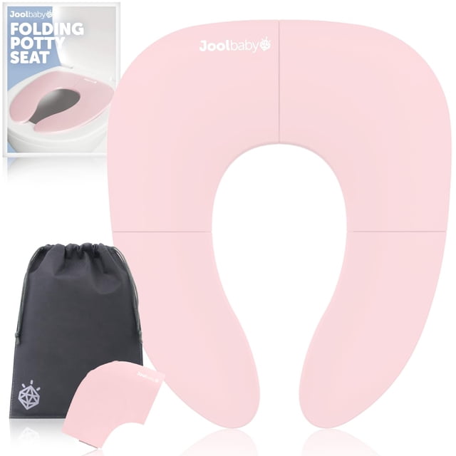 Asiento de inodoro Jool Baby plegable para viaje con bolsa, rosa