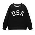 thumbnail image 4 of Tao Tao Toddler Kids Boys Girls Loose Graphic Letter Print Sweatshirts Crewneck Fleece Pullover Tops Fall Winter Fashion Clothes Black 1 Years, 4 of 7