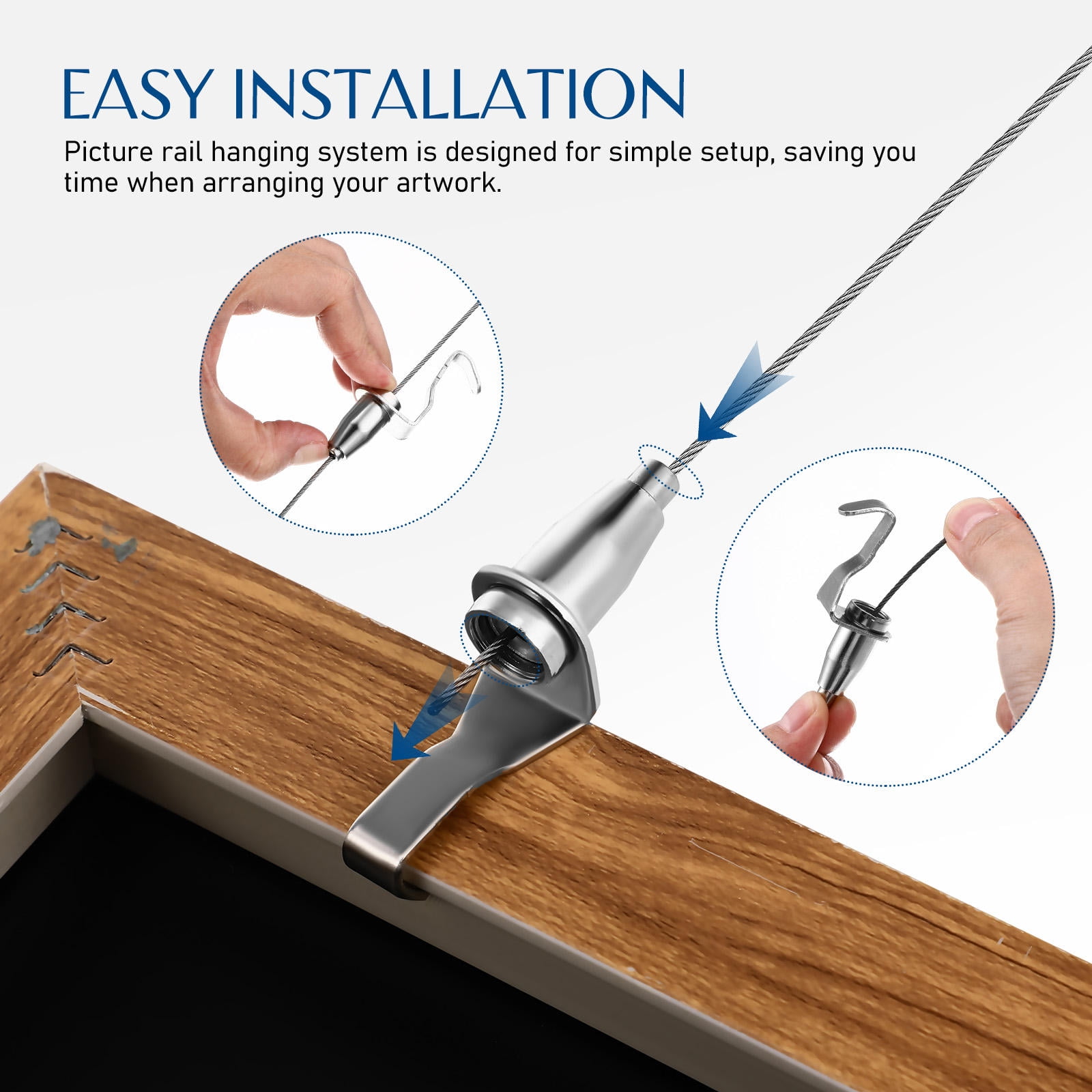 SEWCHICS Picture Hangers Hanging Hooks Stainless Steel 8 Sets 38.6x1x0.8in