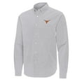 thumbnail image 2 of Men's Antigua Gray Texas Longhorns Porter Woven Tri-Blend Long Sleeve Button-Down Shirt, 2 of 3
