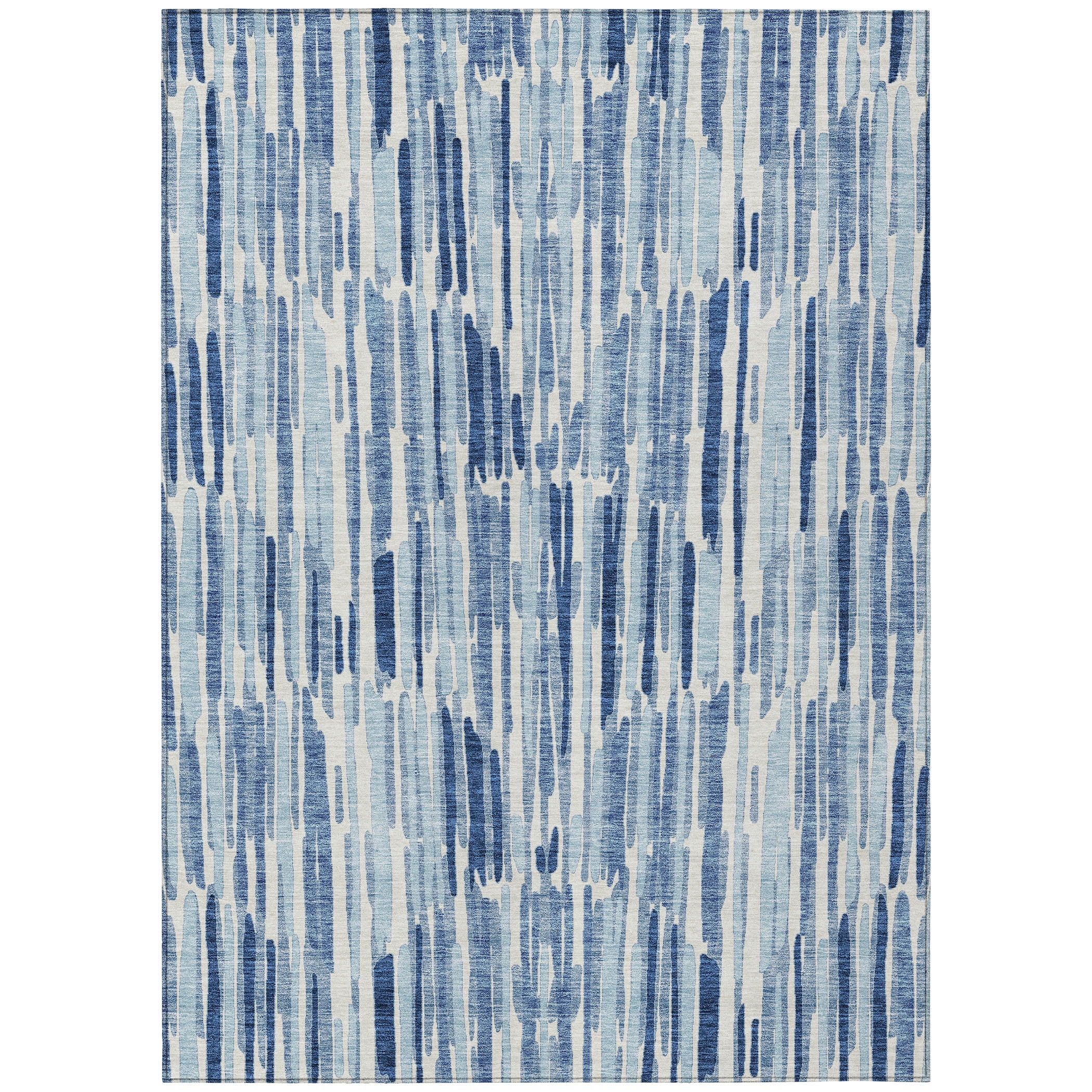 Addison Rugs Chantille Indoor/Outdoor Transitional Lines Blue Washable Rectangle Rug, 2'6" x 3'10"