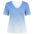 thumbnail image 7 of Ichuanyi Womens Summer Tops Trendy Gradient Color Print Short Sleeve Tshirts Shirts V Neck T Shirts Fashion, 7 of 7