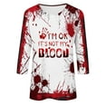 thumbnail image 4 of Red Halloween Women Happy Holiday Halloween Tops Long 3/4 Length Sleeve Blouses for Women Crewneck Graphic Loose Fit Summer Fall Shirts 2025 Clothes Trendy XXL, 4 of 4