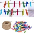 thumbnail image 1 of Picture Clip, Wood Clip Lightweight Colorful Durable Reusable Birch With Hemp Rope For Home Decoration, 1 of 8