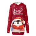 thumbnail image 4 of zaveiop Womens Merry Christmas Print Long Sleeve Hooded Dresses Pullover Sweatshirt Hoodie Dress for Women with Pockets (Z-Red, XXL), 4 of 4