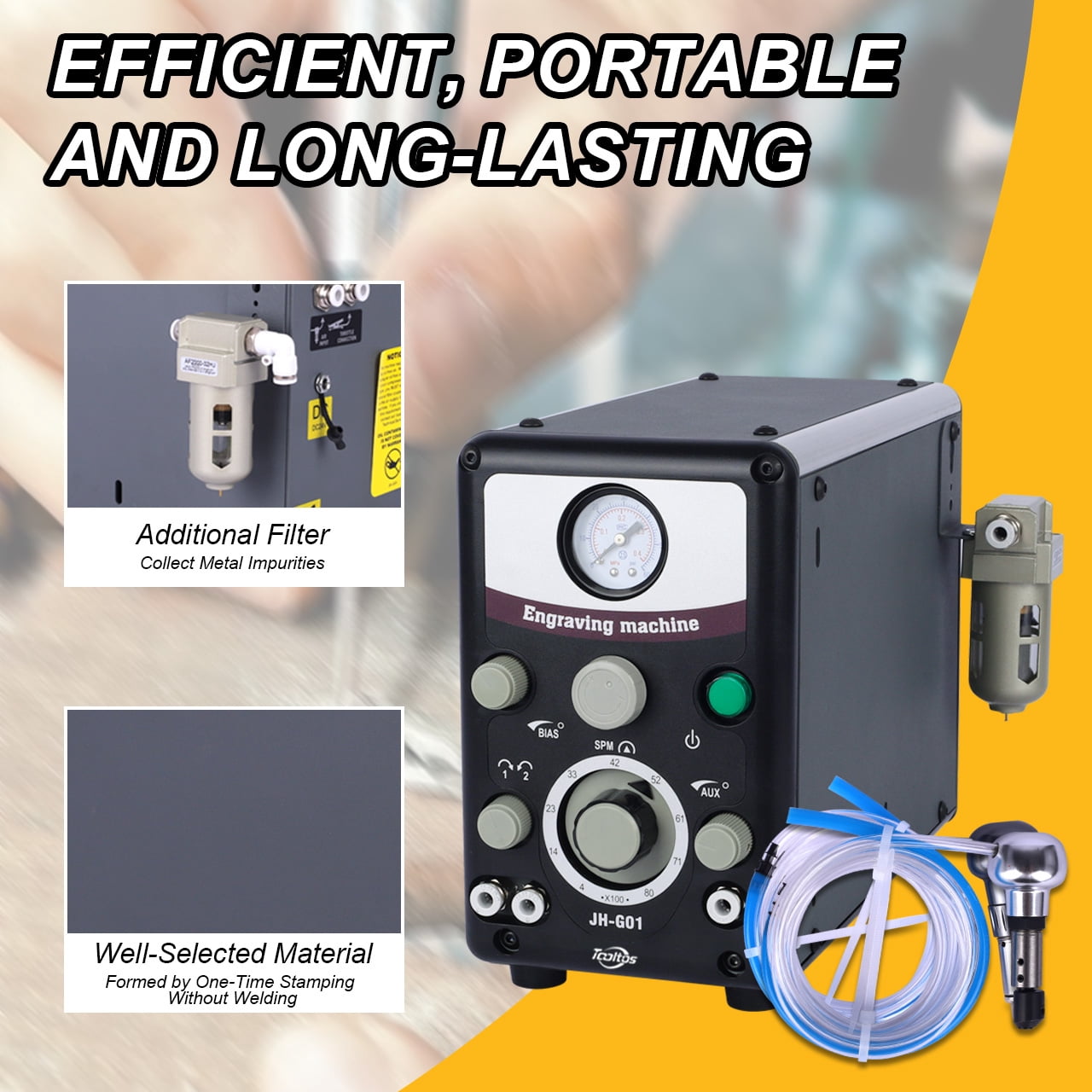 Tooltos Double-Head Pneumatic Jewelry Engraving Machine